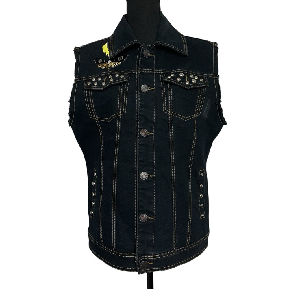 Black Studded Denim Vest